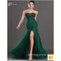 Guangdong Women Sexy Mermaid Slit Sexu Back Robe de soirée ouverte Green Party Club Dress